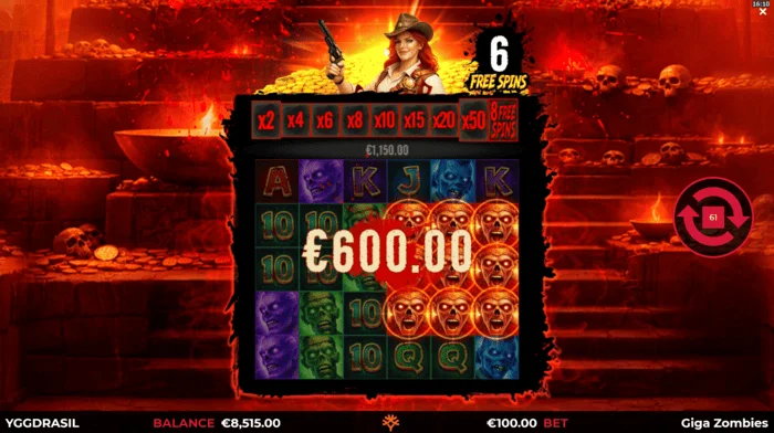 Giga Zombies – võit Free Spins ajal