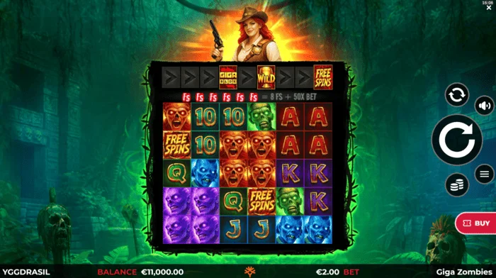 Giga Zombies – mänguekraan 6x5 rullikutega